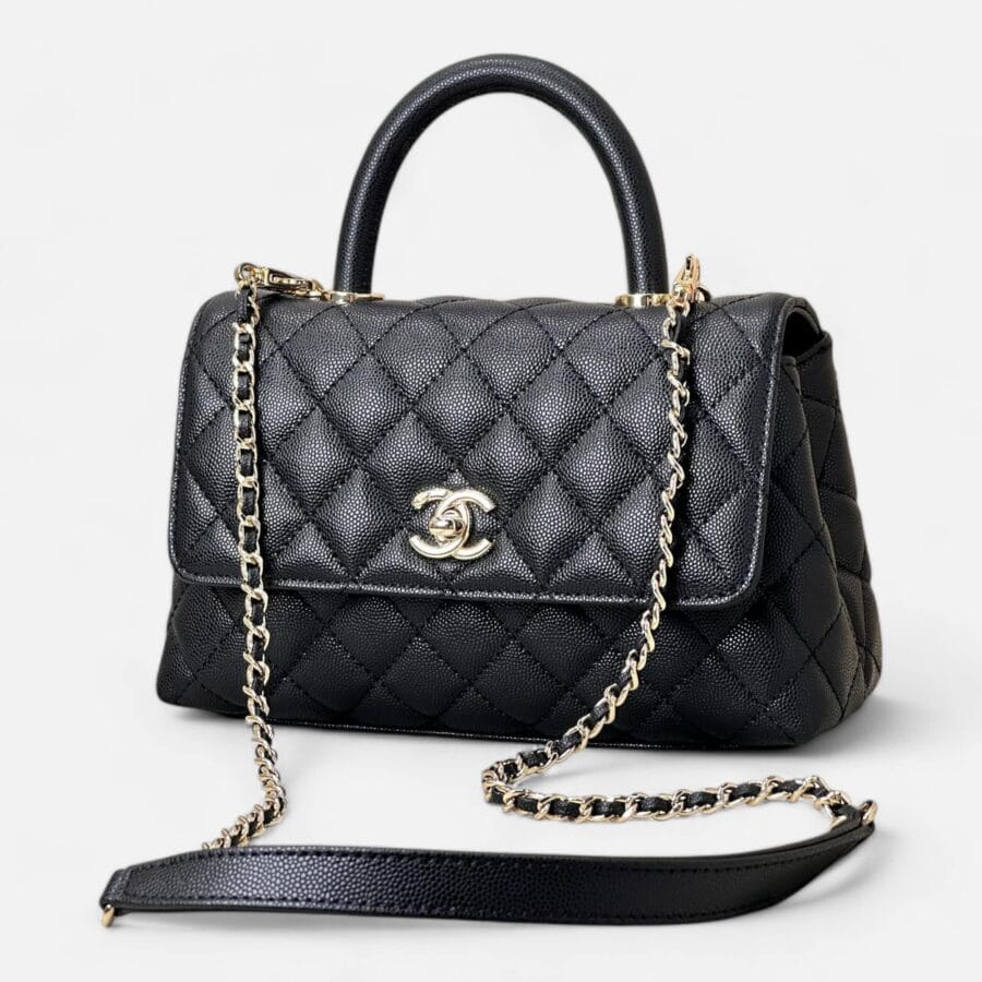 Chanel Flap with Top Handle Black Bag