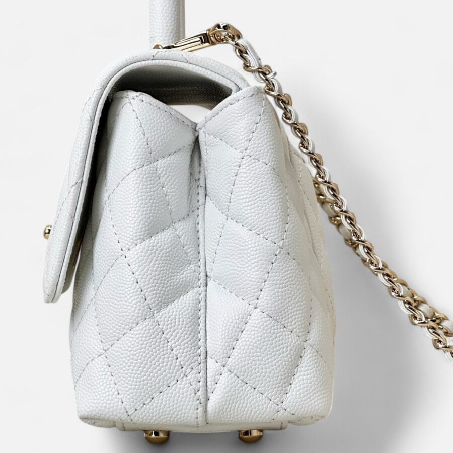 Chanel Flap with Top Handle White Bag - Image 4