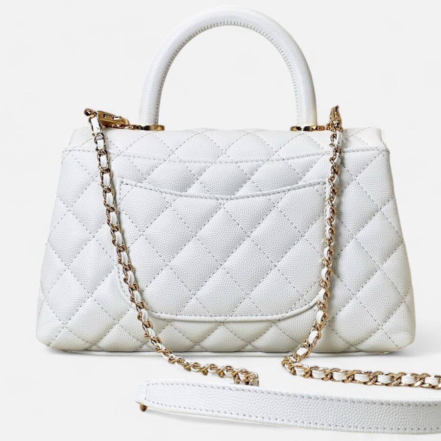 Chanel Flap with Top Handle White Bag - Image 5