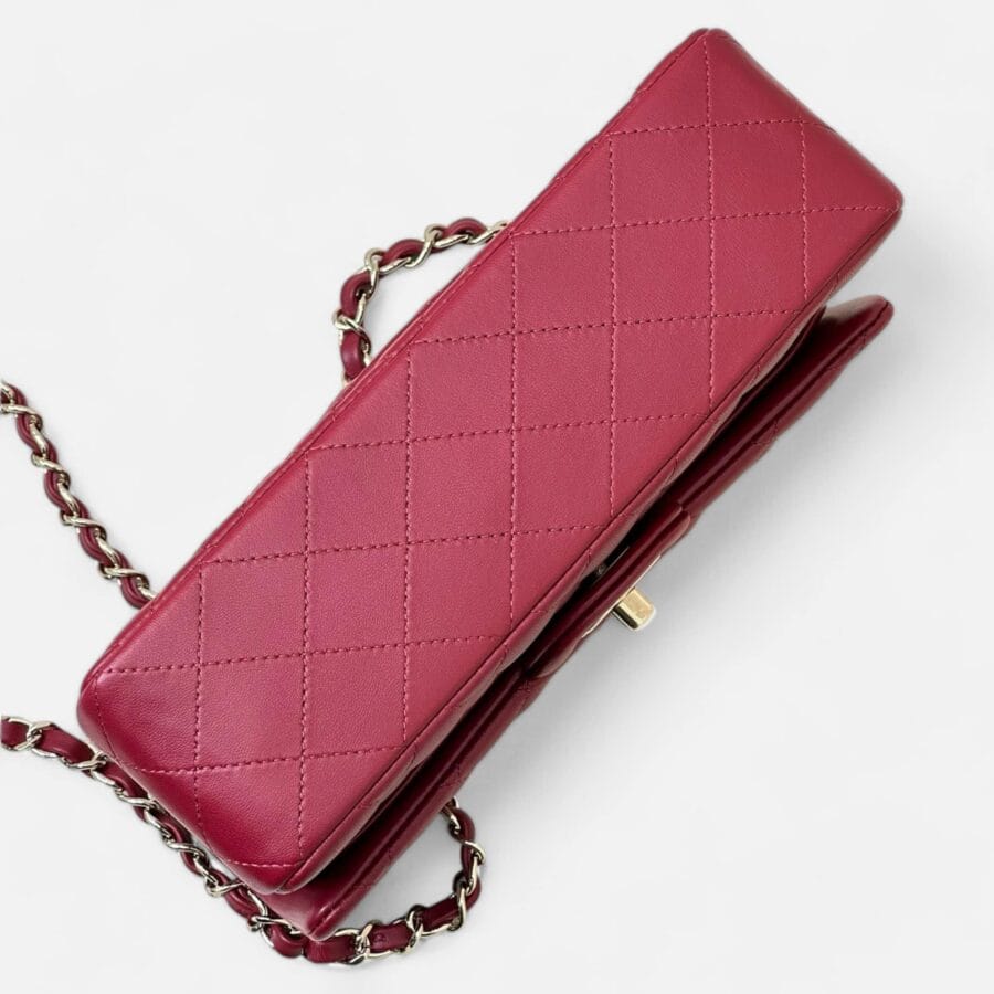 Chanel Classic Flap 23 Small HandBag Red Lambskin Leather - Image 5