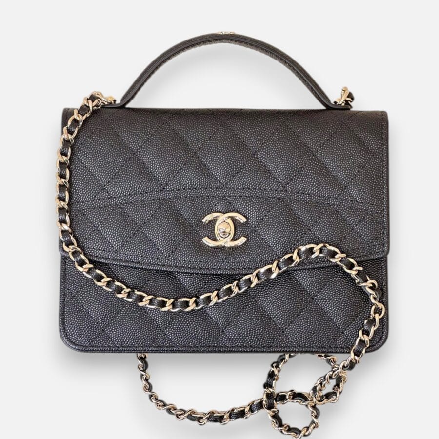 Chanel 25C Mini Backpack HandBag Black Caviar Leather