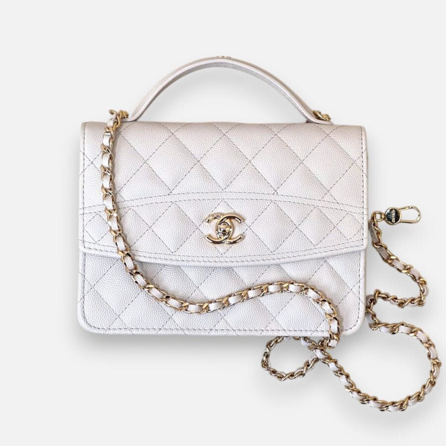 Chanel 25C Mini Backpack HandBag White Caviar Leather