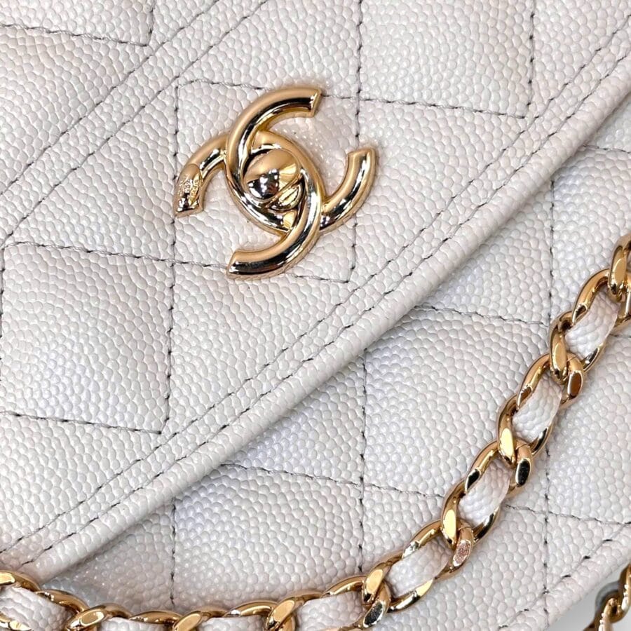 Chanel 25C Mini Backpack HandBag White Caviar Leather - Image 4