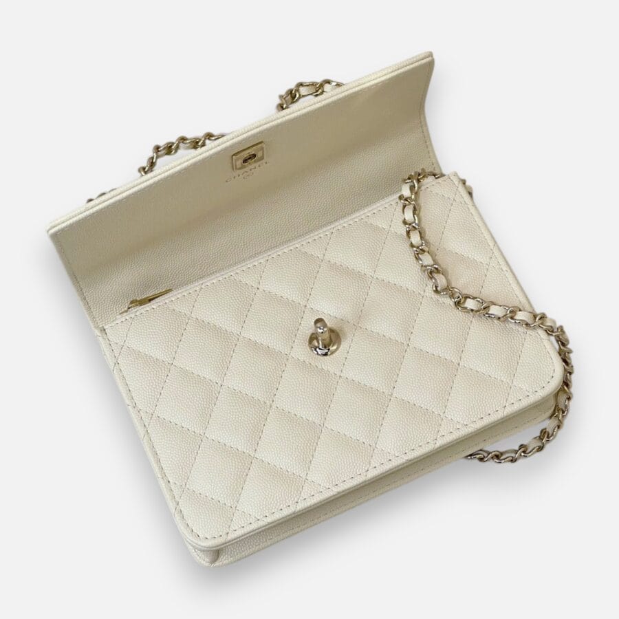 Chanel 25C Mini Backpack HandBag Ivory White Caviar Leather - Image 2