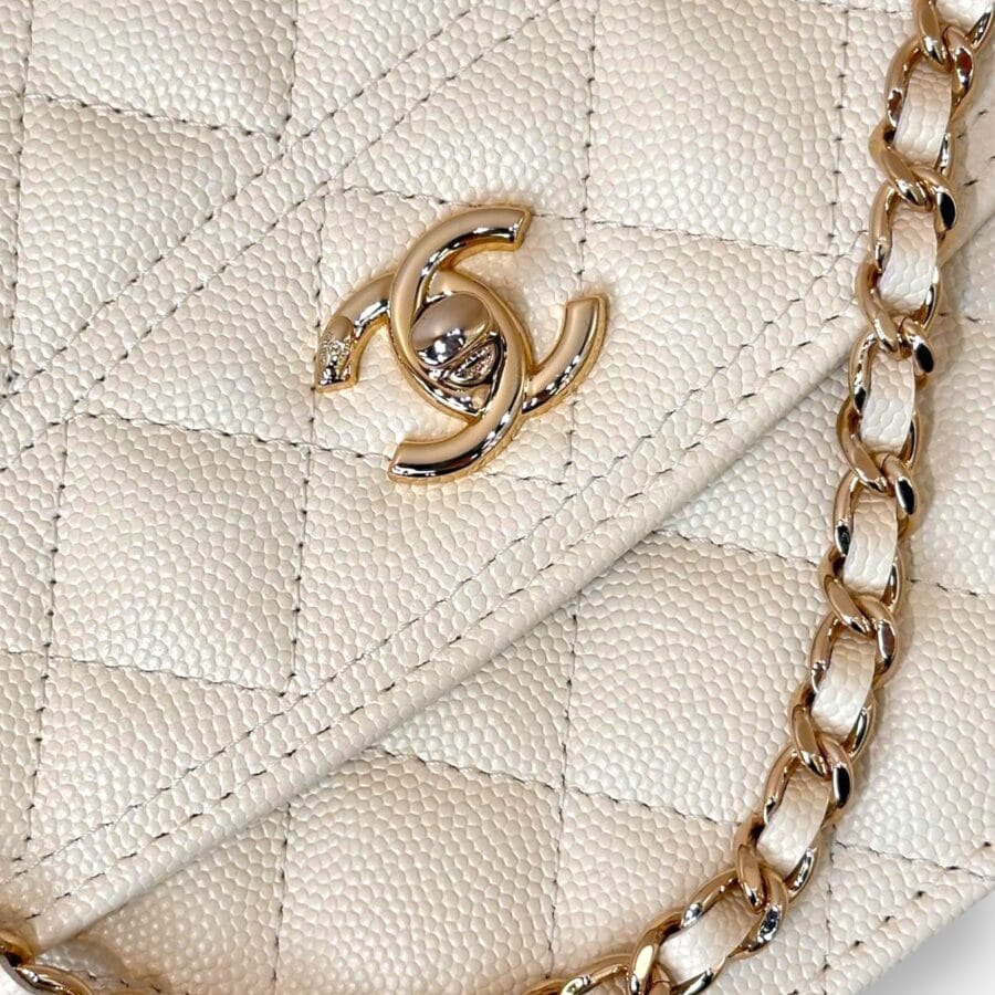 Chanel 25C Mini Backpack HandBag Ivory White Caviar Leather - Image 7