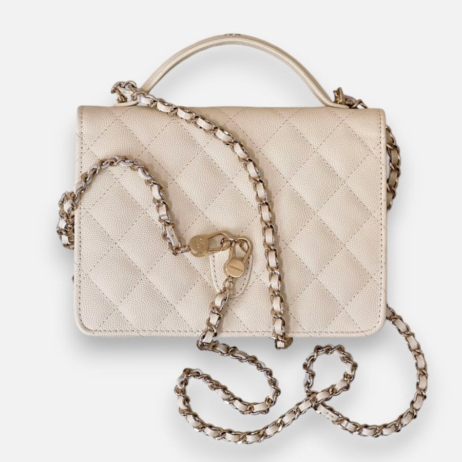 Chanel 25C Mini Backpack HandBag Ivory White Caviar Leather - Image 5