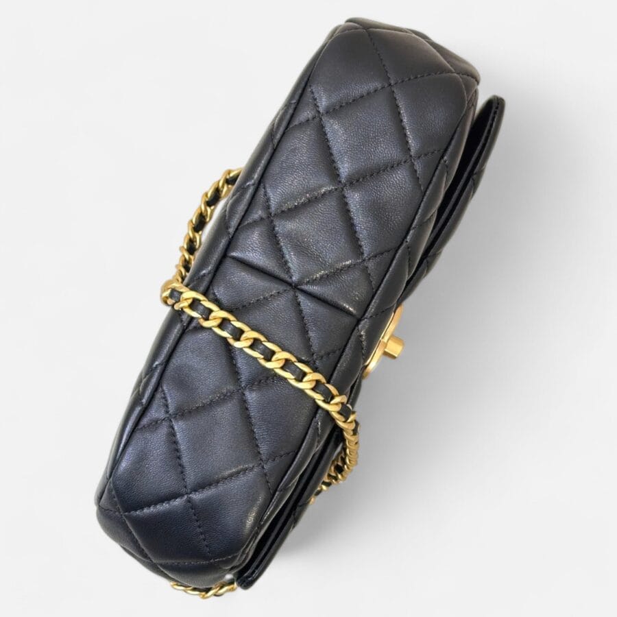 Chanel 24P Enamel Flap HandBag Black Lambskin Leather - Image 8