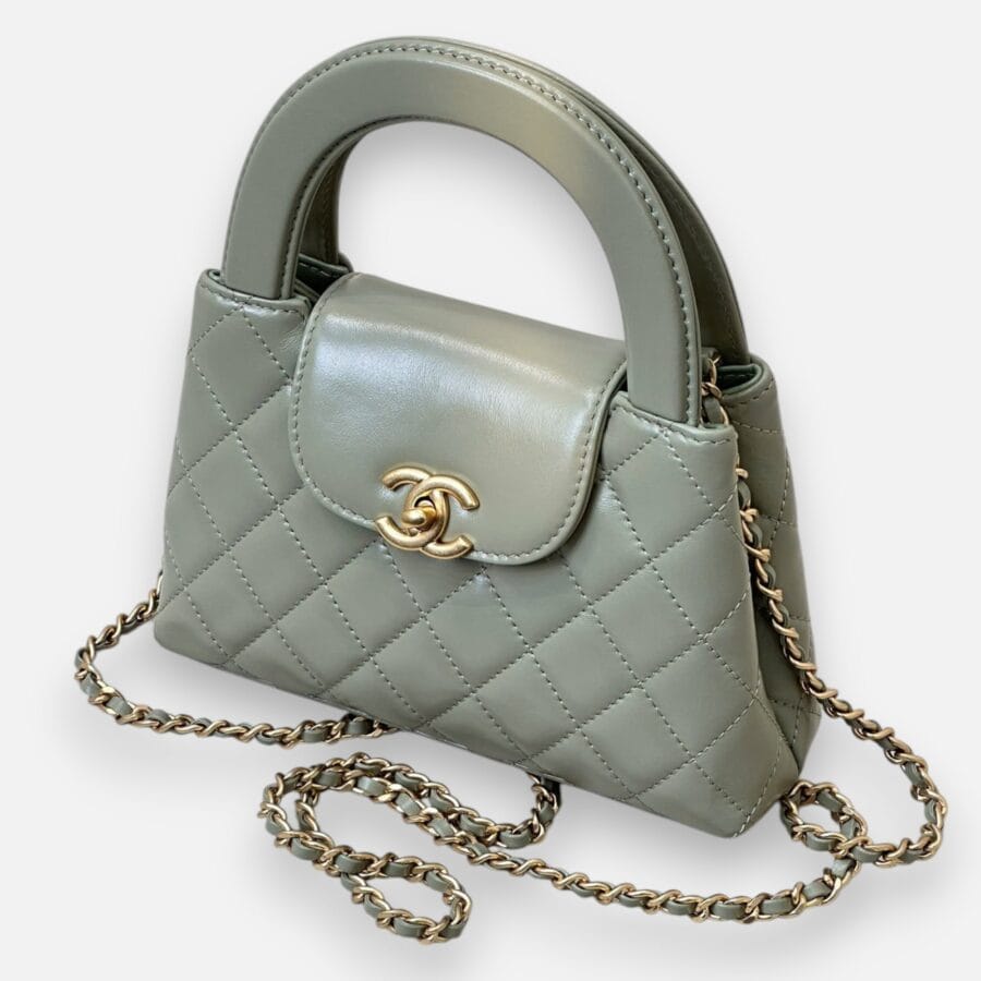 Chanel 24P Kelly Chain HandBag Green Calfskin Leather - Image 2