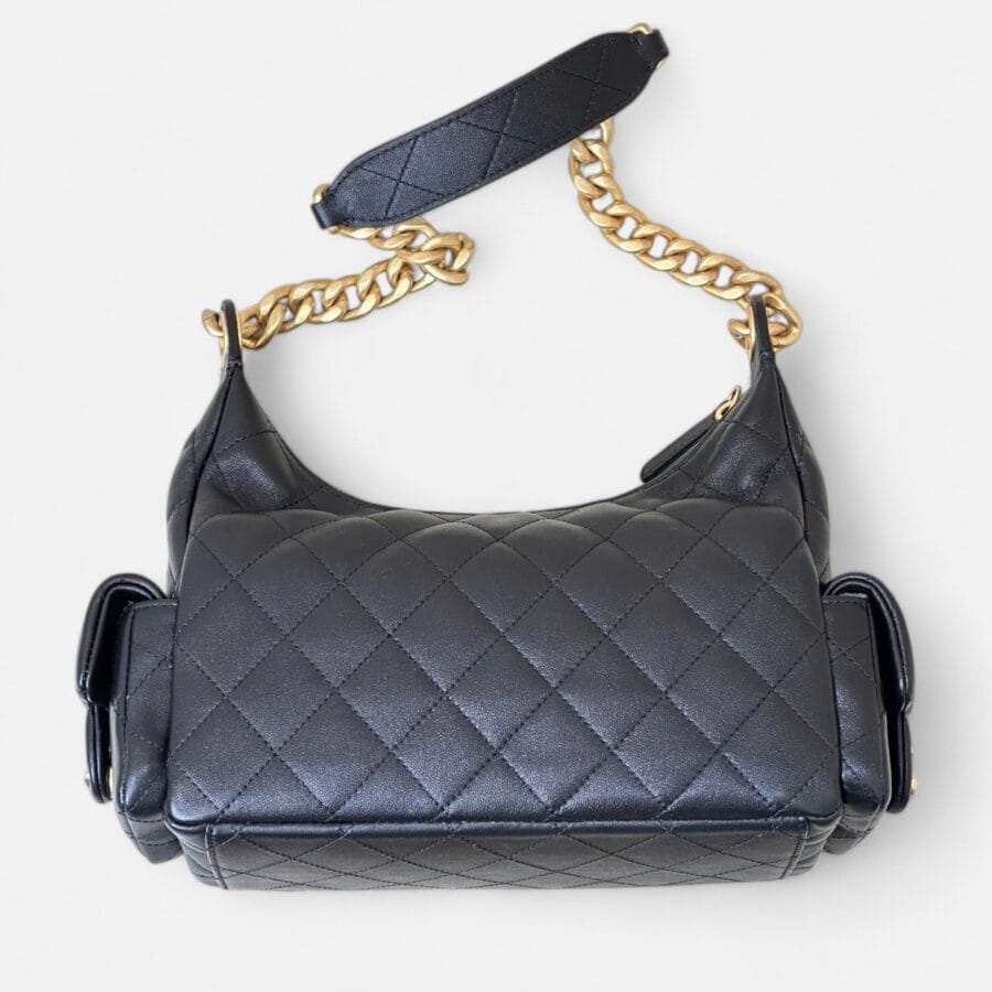 Chanel 25C Hobo HandBag Black Lambskin Leather - Image 6