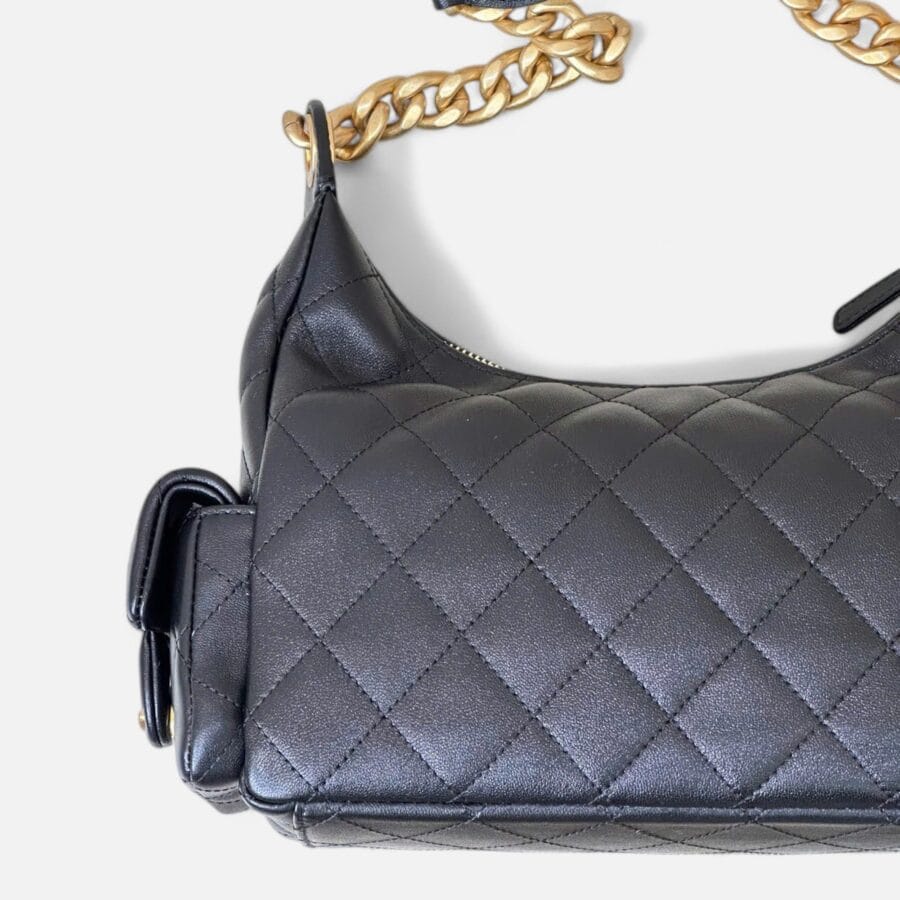 Chanel 25C Hobo HandBag Black Lambskin Leather - Image 3