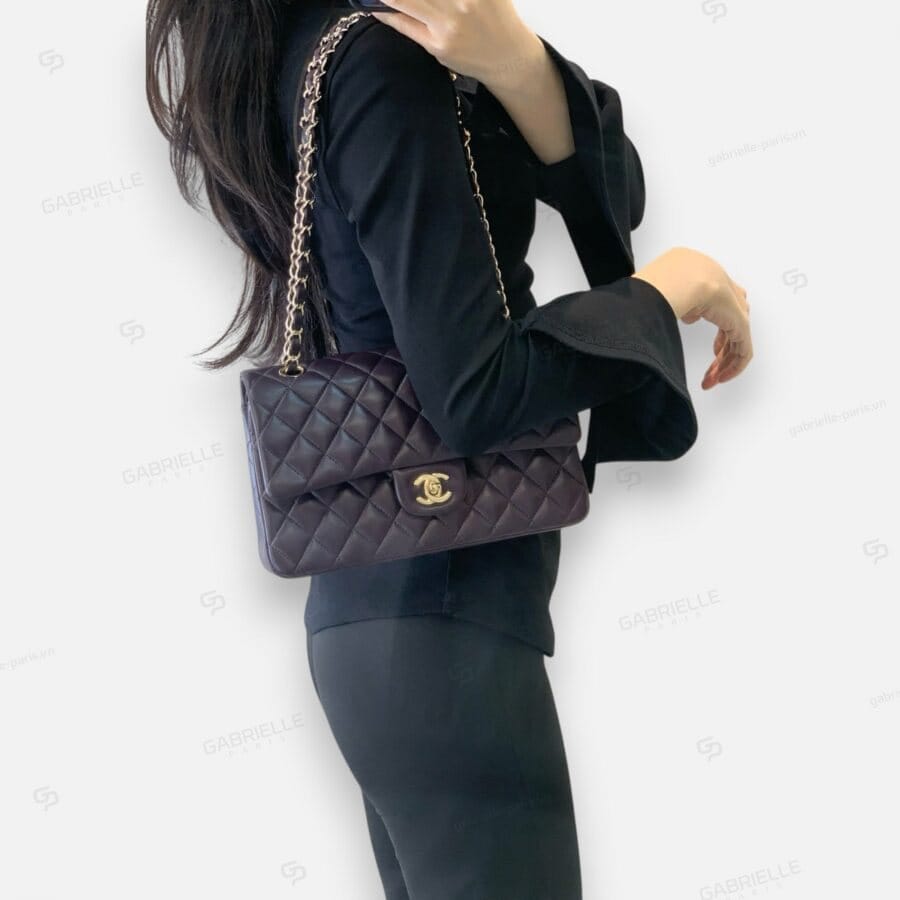 Chanel CF Classic Flap in Grape Purple with Lambskin Leather Bag - Image 4