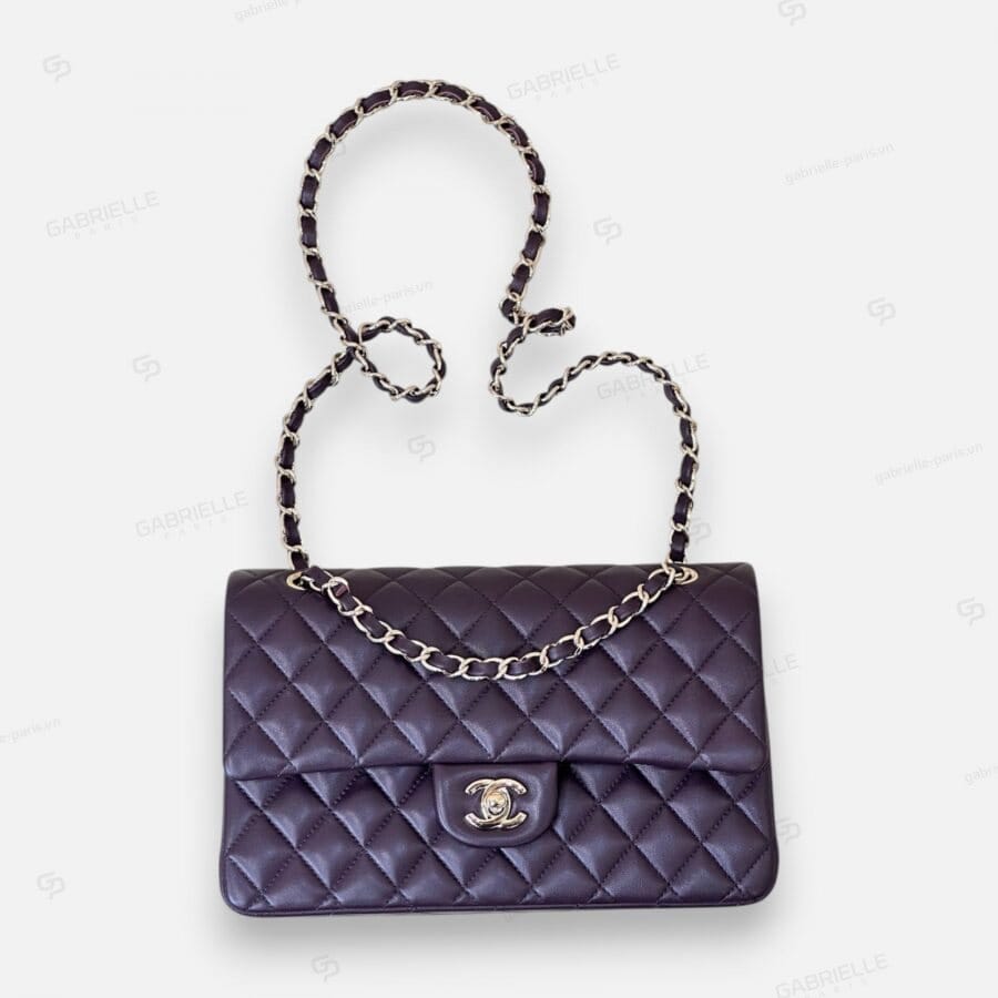 Chanel CF Classic Flap in Grape Purple with Lambskin Leather Bag - Image 9