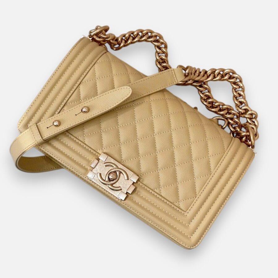 Chanel Leboy HandBag Cream Caviar Leather - Image 8