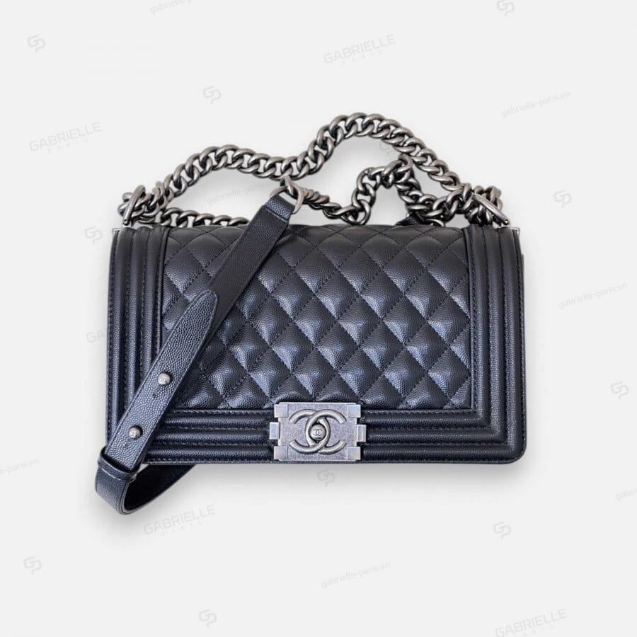 Chanel Leboy in Black with Silver Hardware and Caviar Leather Bag