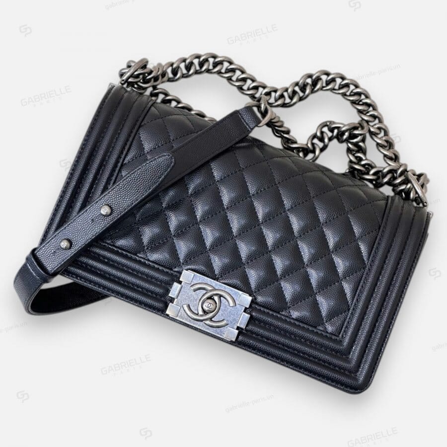 Chanel Leboy in Black with Silver Hardware and Caviar Leather Bag - Image 2