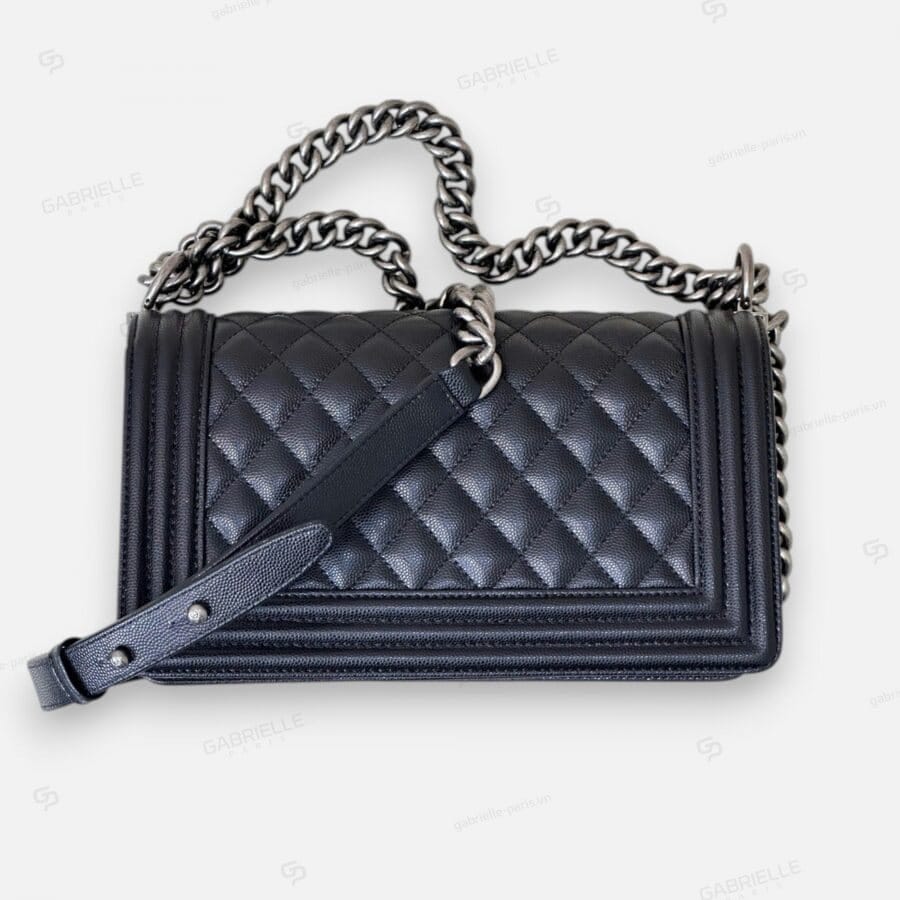 Chanel Leboy in Black with Silver Hardware and Caviar Leather Bag - Image 8