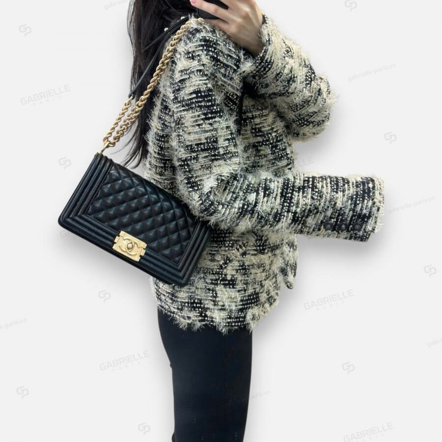 Chanel Leboy in Black with Gold Hardware and Caviar Leather Bag - Image 4