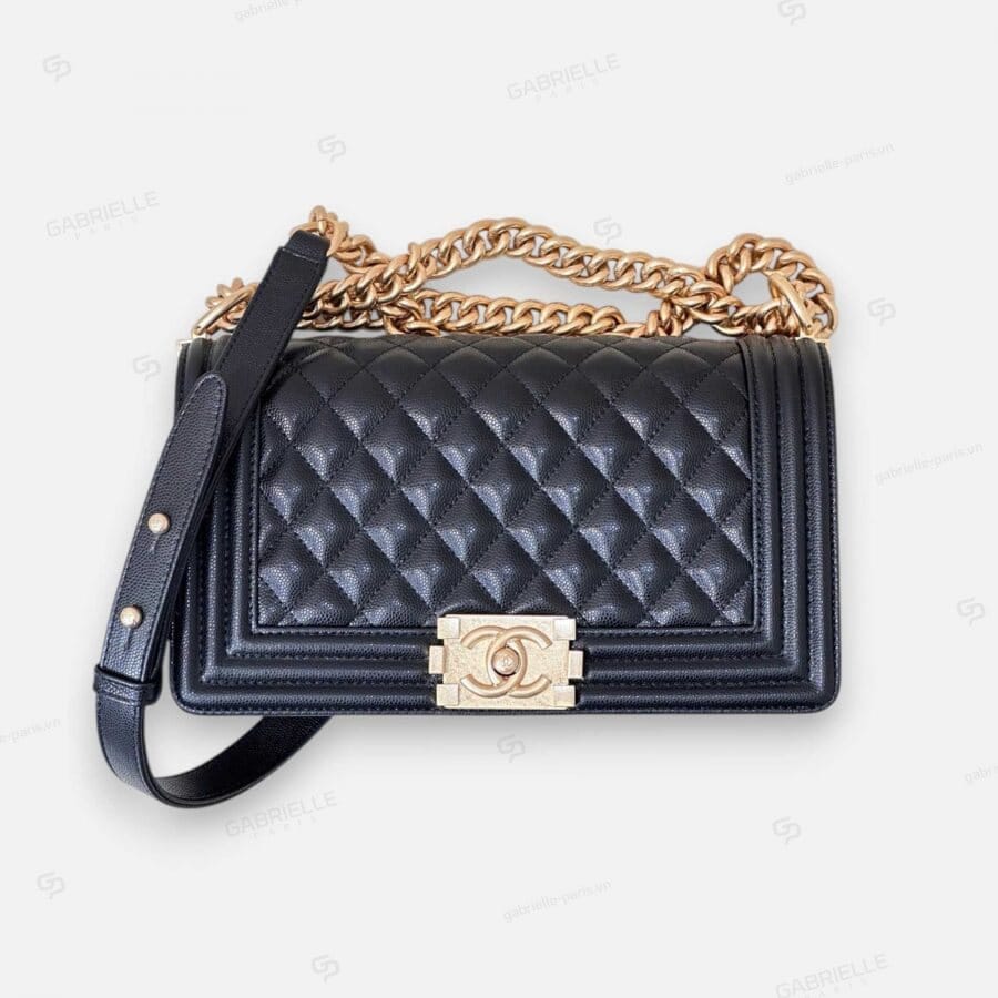 Chanel Leboy in Black with Gold Hardware and Caviar Leather Bag