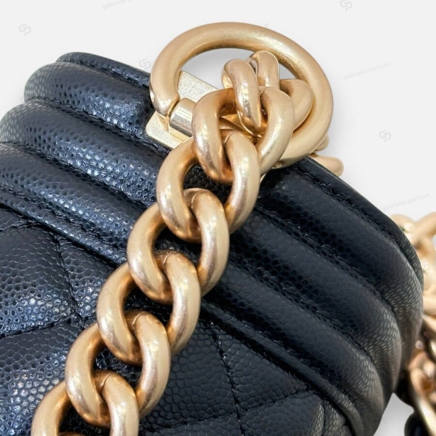 Chanel Leboy in Black with Gold Hardware and Caviar Leather Bag - Image 6