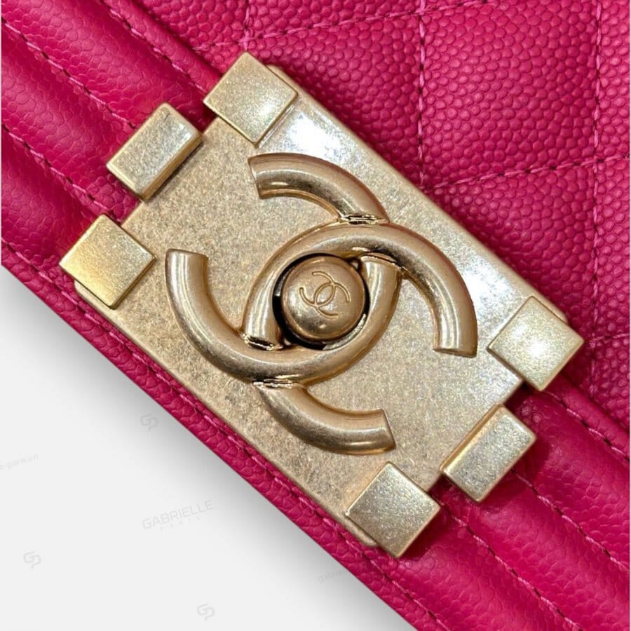 Chanel Leboy in a Raspberry-colored Caviar Leather Bag - Image 5