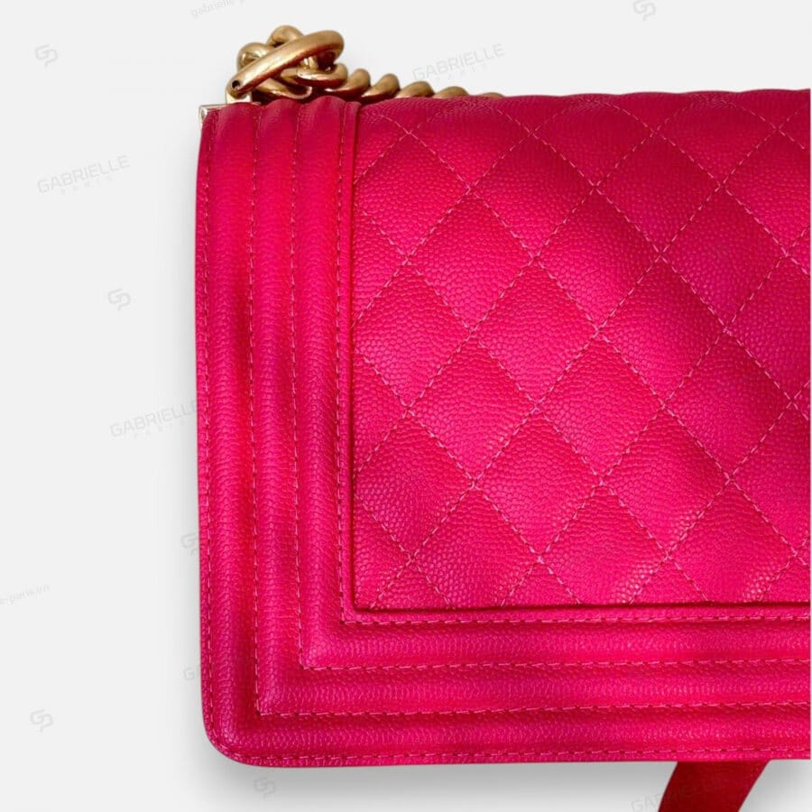 Chanel Leboy in a Raspberry-colored Caviar Leather Bag - Image 7