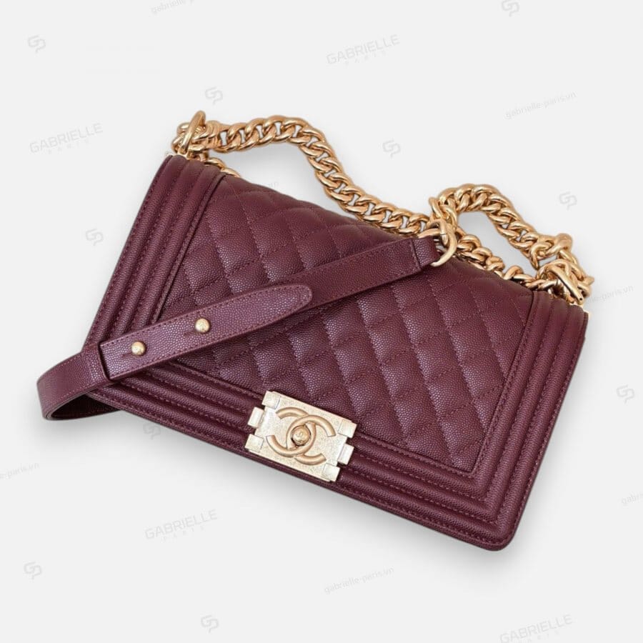 Chanel Leboy in Burgundy with Gold Hardware and Caviar Leather Bag - Image 3