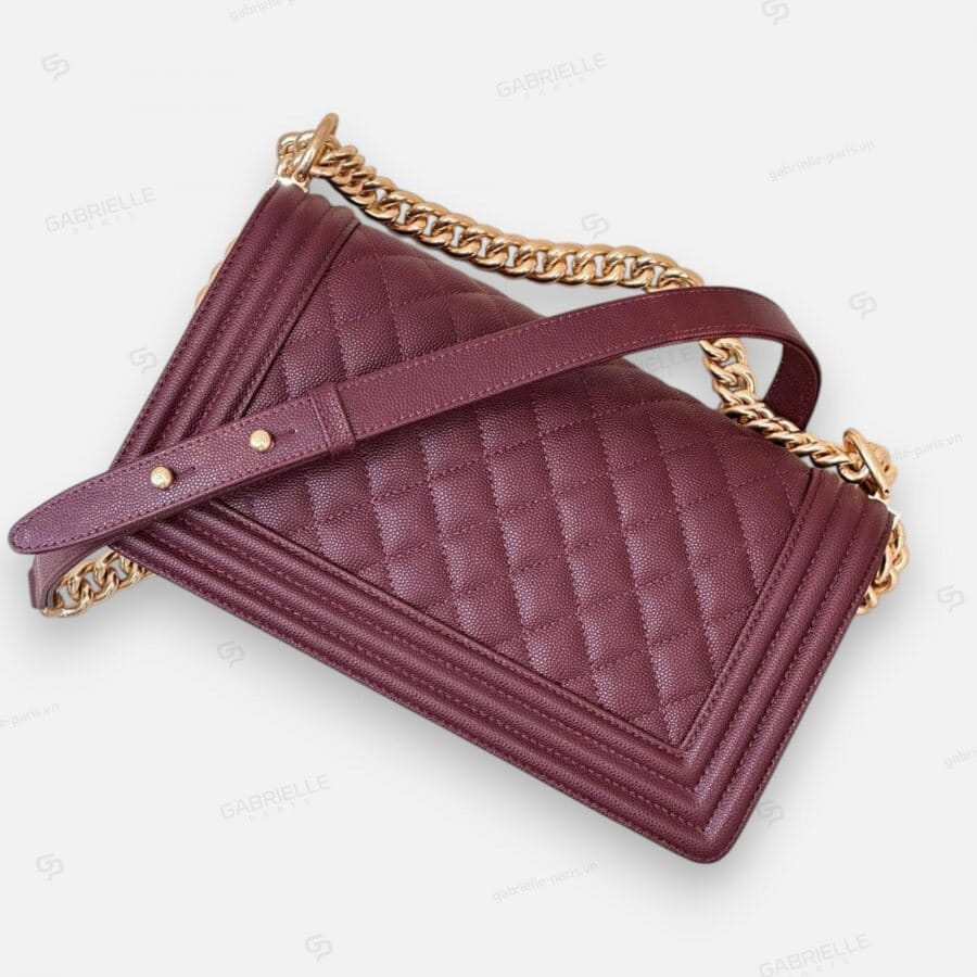 Chanel Leboy in Burgundy with Gold Hardware and Caviar Leather Bag - Image 6