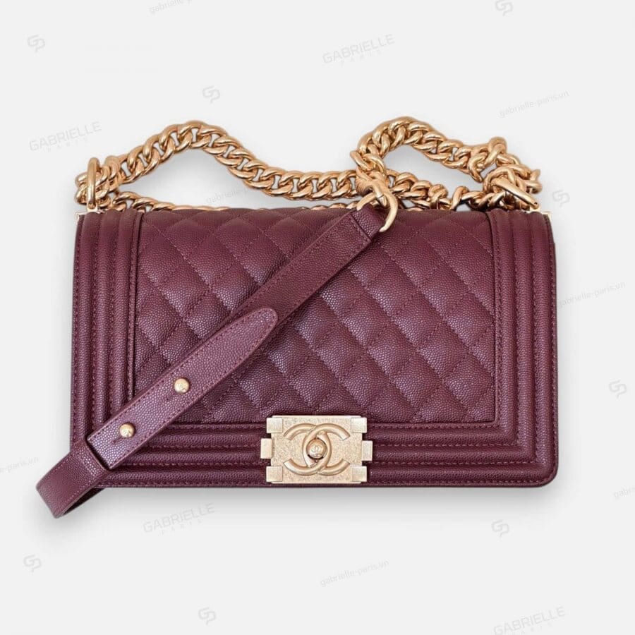 Chanel Leboy in Burgundy with Gold Hardware and Caviar Leather Bag