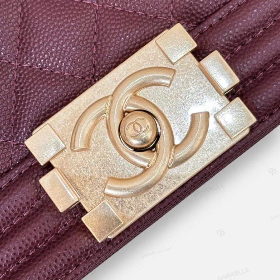 Chanel Leboy in Burgundy with Gold Hardware and Caviar Leather Bag - Image 7