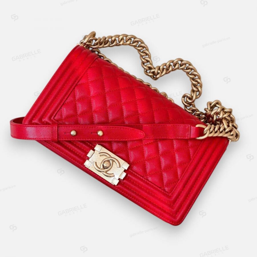 Chanel Leboy in Bright Red with Caviar Leather Bag - Image 4