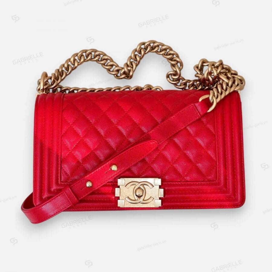 Chanel Leboy in Bright Red with Caviar Leather Bag