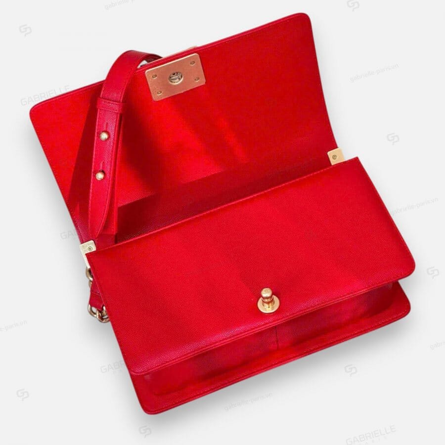 Chanel Leboy in Bright Red with Caviar Leather Bag - Image 7