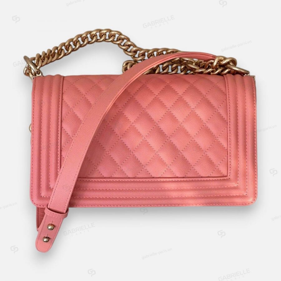 Chanel Leboy HandBag Peach Pink Caviar Leather - Image 4