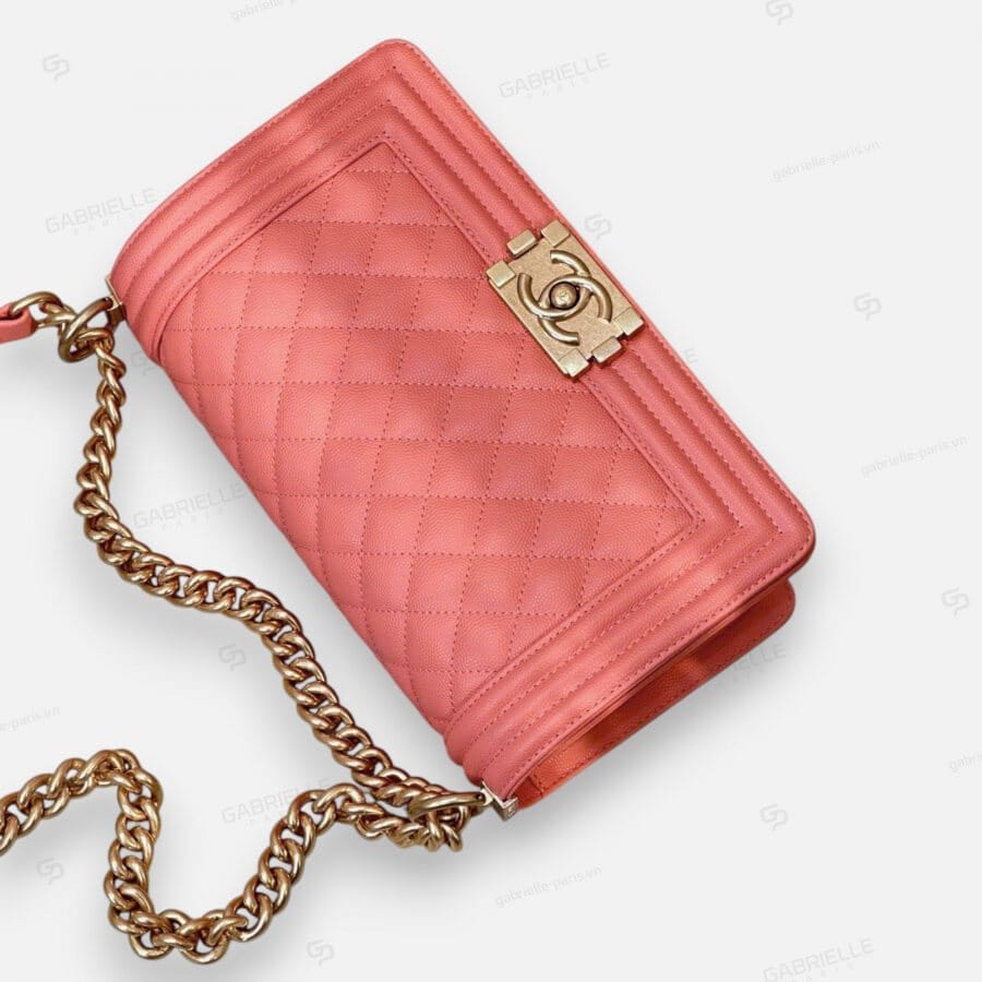 Chanel Leboy HandBag Peach Pink Caviar Leather - Image 5