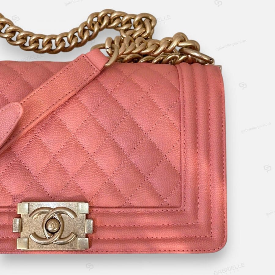 Chanel Leboy HandBag Peach Pink Caviar Leather - Image 2