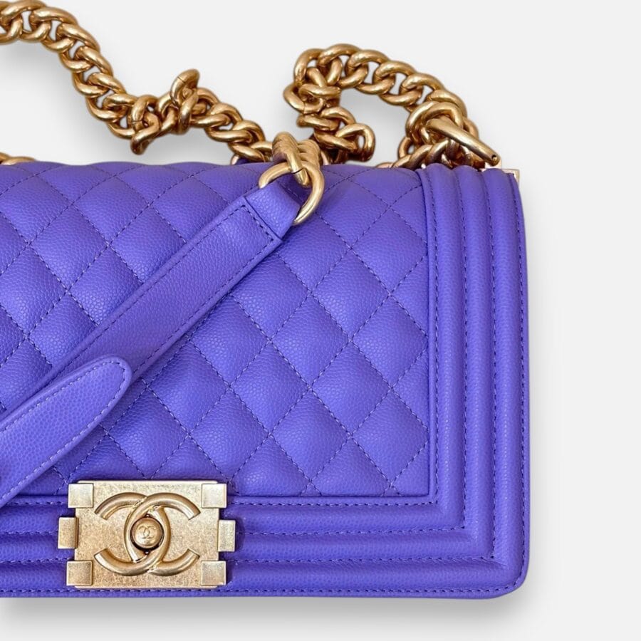 Chanel Leboy HandBag Purple Caviar Leather - Image 3