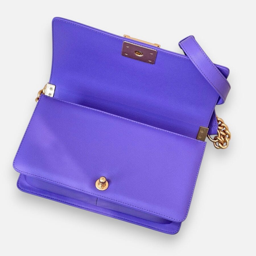 Chanel Leboy HandBag Purple Caviar Leather - Image 4