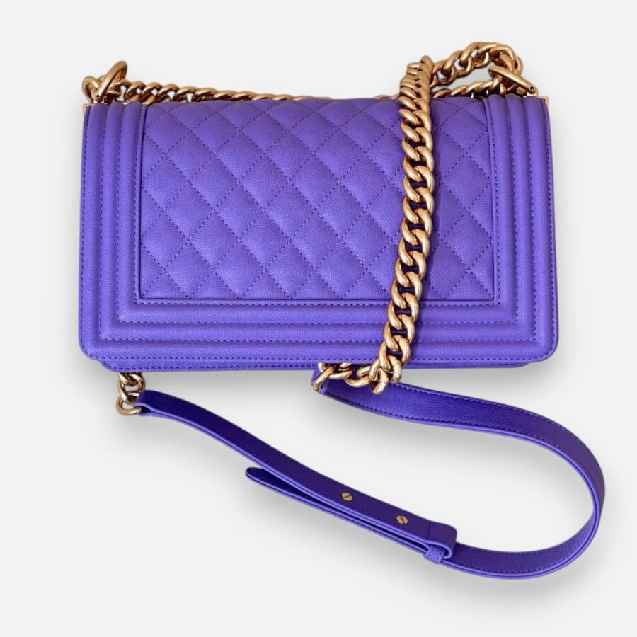 Chanel Leboy HandBag Purple Caviar Leather - Image 7