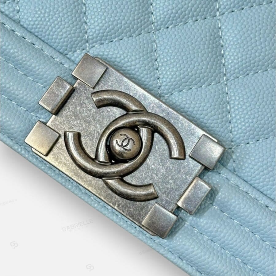 Chanel Leboy in Ice Blue Color With Silver Hardware and Caviar Leather Bag - Image 6