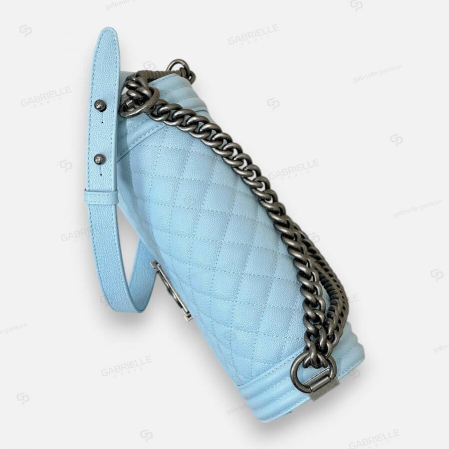 Chanel Leboy in Ice Blue Color With Silver Hardware and Caviar Leather Bag - Image 7