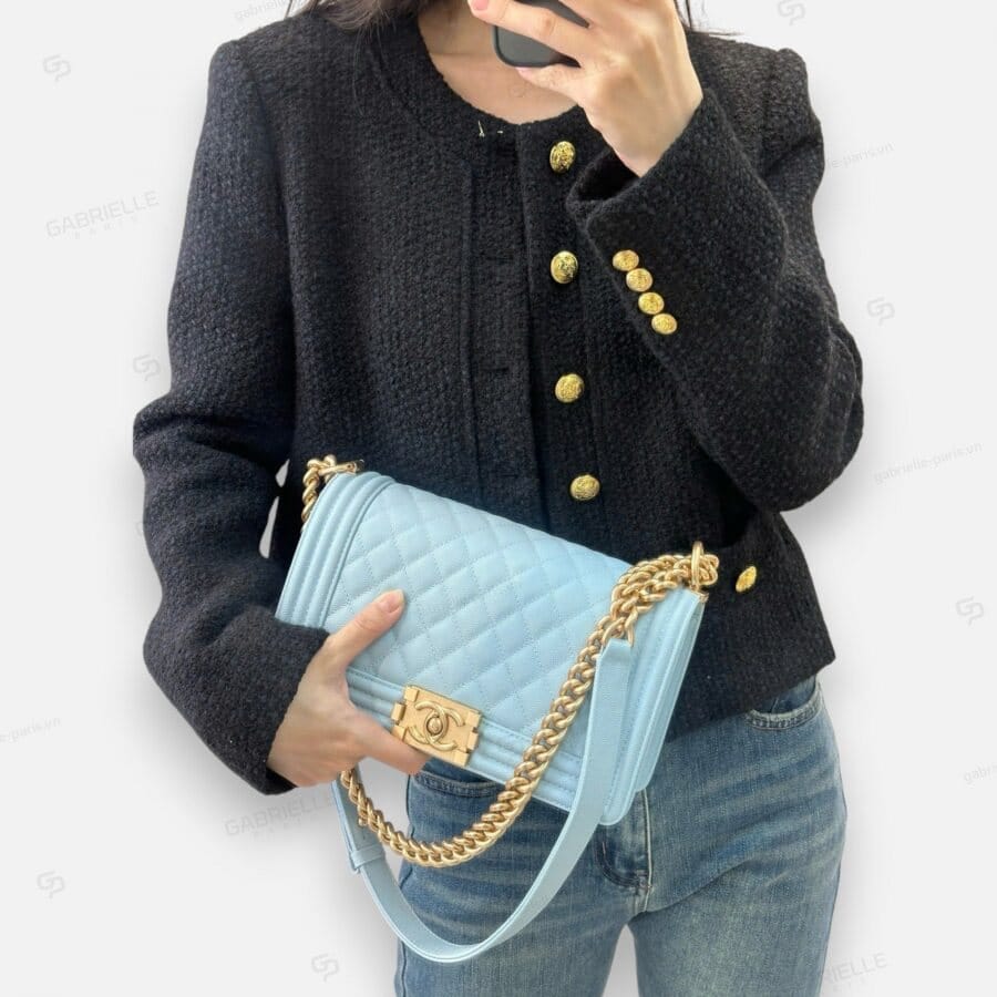 Chanel Leboy in Ice Blue with Gold Hardware and Caviar Leather Bag - Image 5