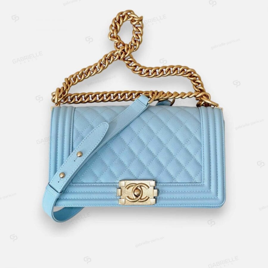 Chanel Leboy in Ice Blue with Gold Hardware and Caviar Leather Bag