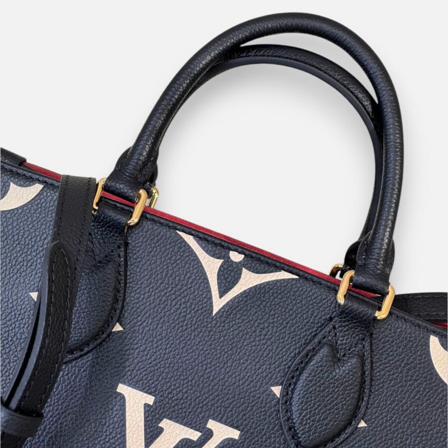 Louis Vuitton Onthego PM Black and Beige Cowhide Leather Bag - Image 3