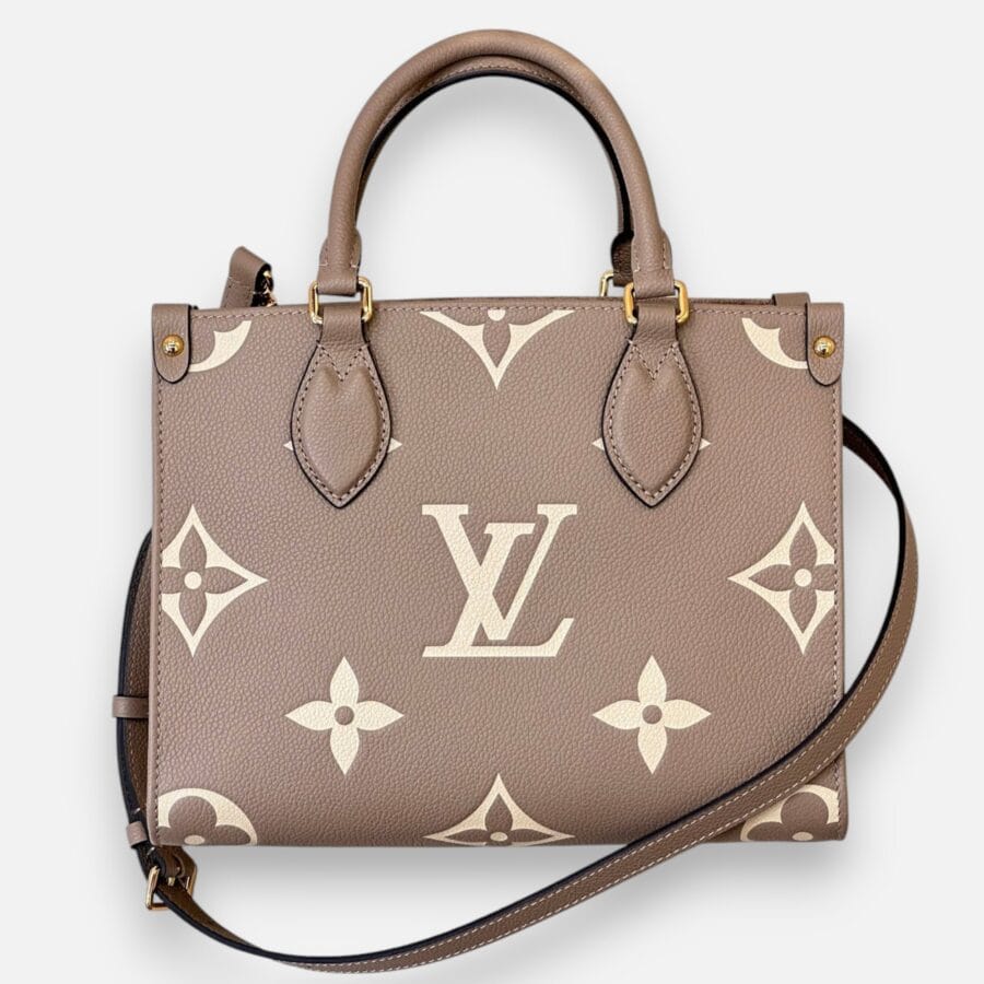 Louis Vuitton Onthego PM HandBag Brown Cowhide Leather