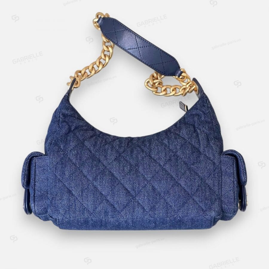 Chanel 25C Hobo in a Deep Blue Charcoal Color Bag - Image 8