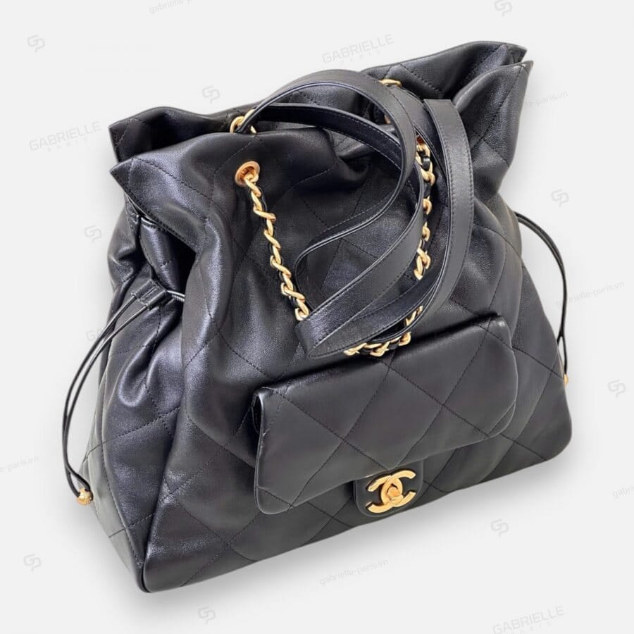 Chanel 25C in Black with Gold Hardware and Lambskin Leather Bag - Image 2