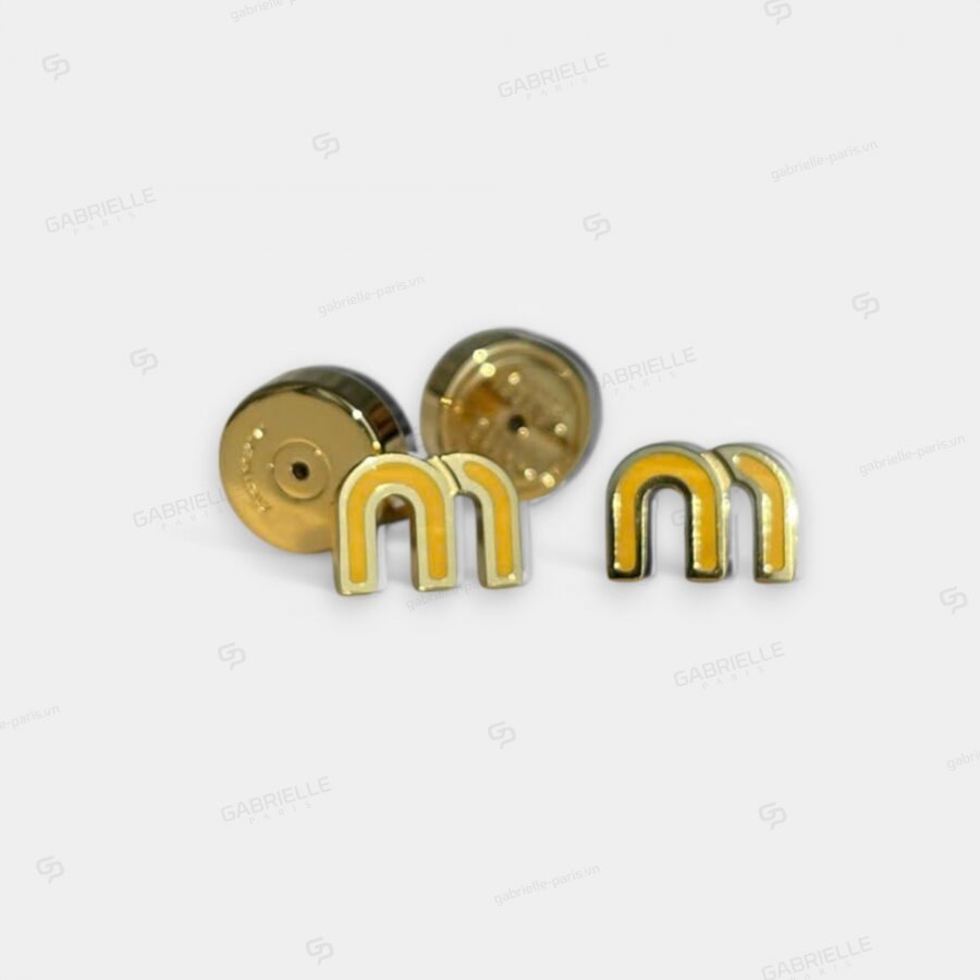 MiuMiu Letter M Earrings Yellow