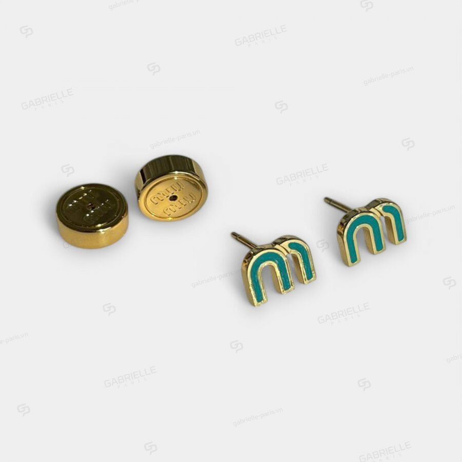 MiuMiu Letter M Earrings Green