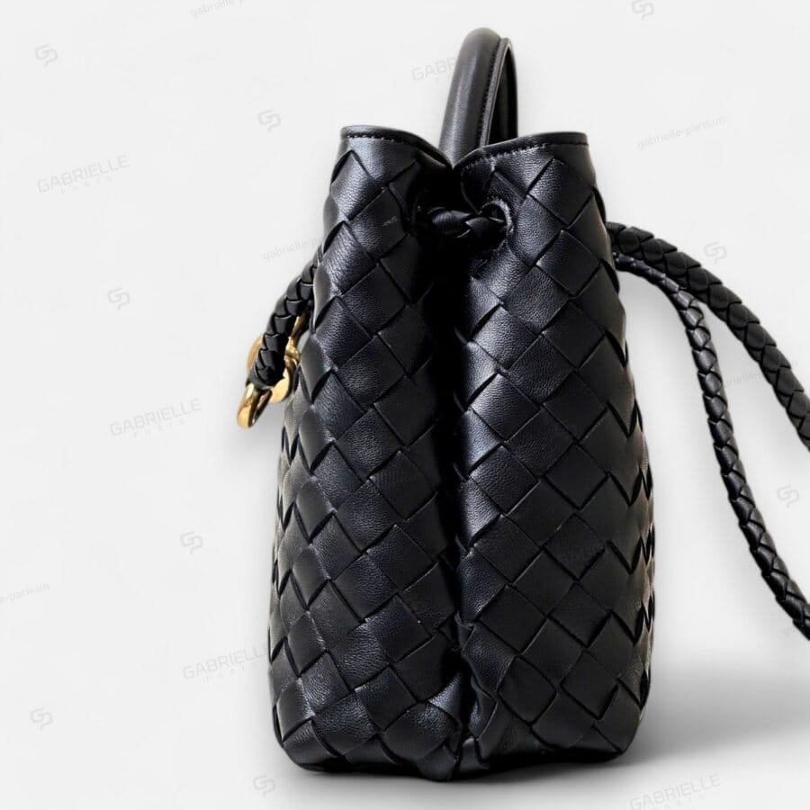 Bottega Veneta Andiamo HandBag Black Nappa Lambskin Leather - Image 4