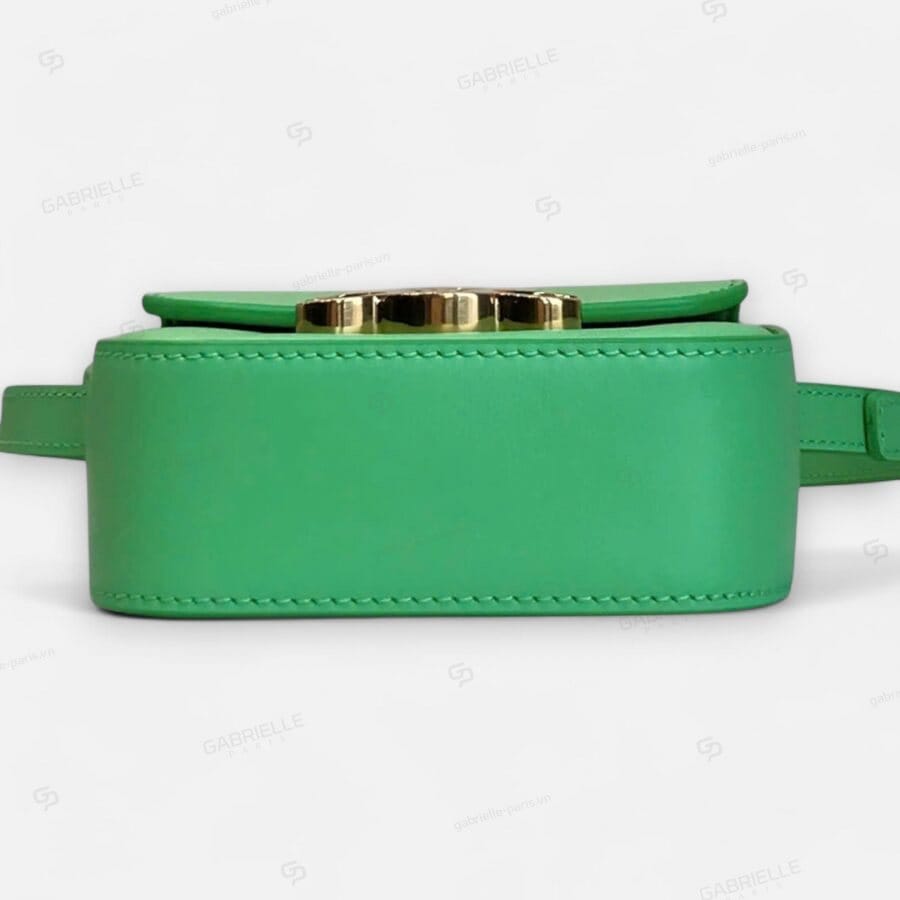 Celine Mini Triomphe Crafted from Green Calfskin Leather Bag - Image 4